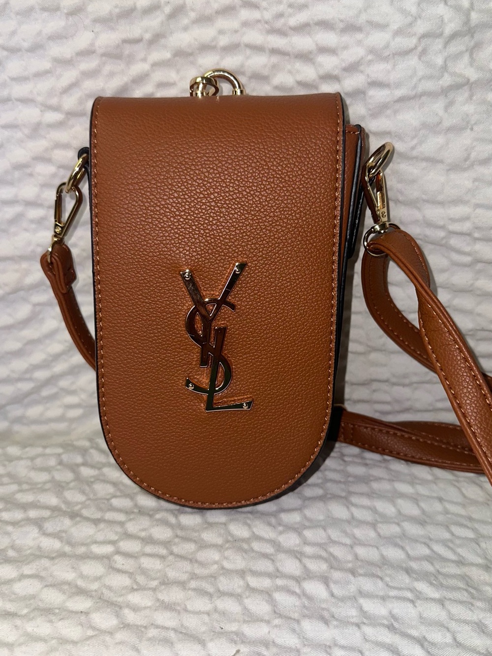 Brown YSL phone holder purse